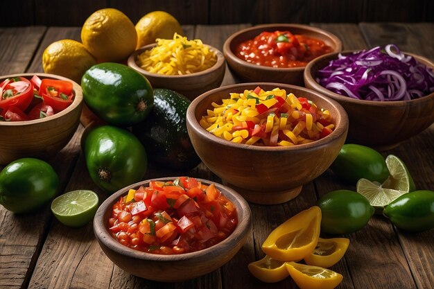 Ingredienti vivaci per la salsa su una tavola di legno