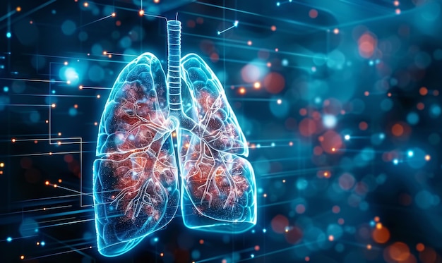 Innovazione dei polmoni umani e sfondo della tecnologia medica