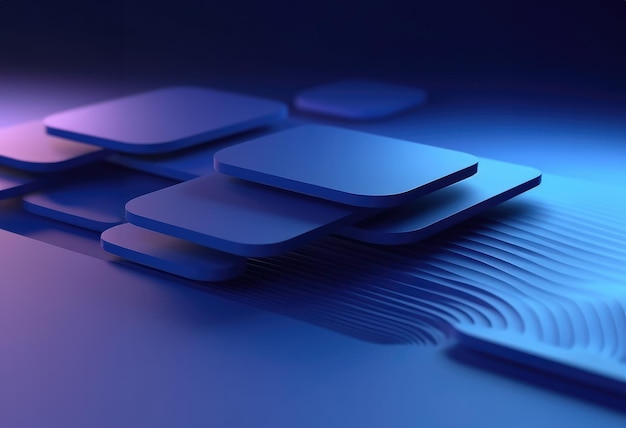 Innovazione tecnologica Riassunto Gradiente blu Forma geometrica in rendering 3D Tecnologia di sfondo
