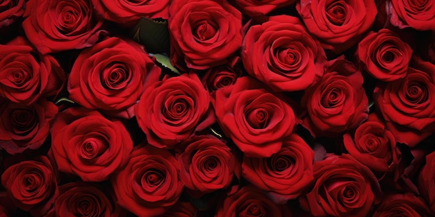 Innumerevoli rose rosse vista dall'alto metodo di effetto di iscrizione romanticismo UHD ad alta risoluzione