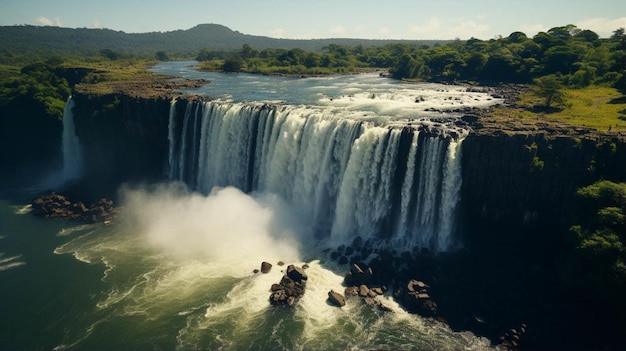 Inquadratura dall'alto della cascata Chamarel a Mauritius