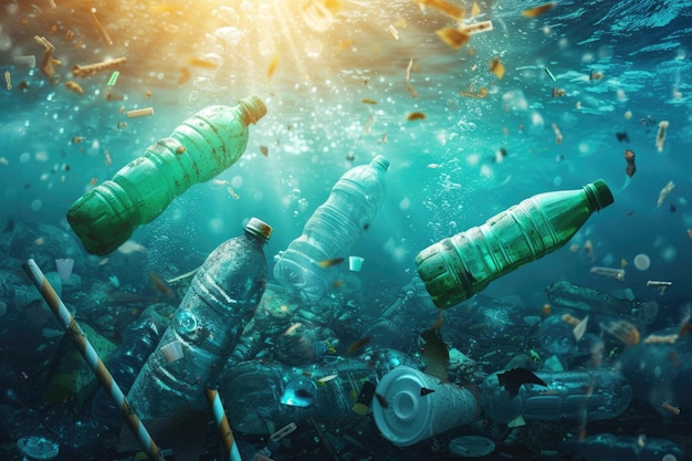 Inquinamento degli oceani Rifiuti di plastica danneggiano l'ambiente