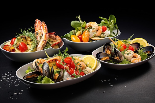 Insalata caesare gourmet con filetto di frutti di mare alla griglia