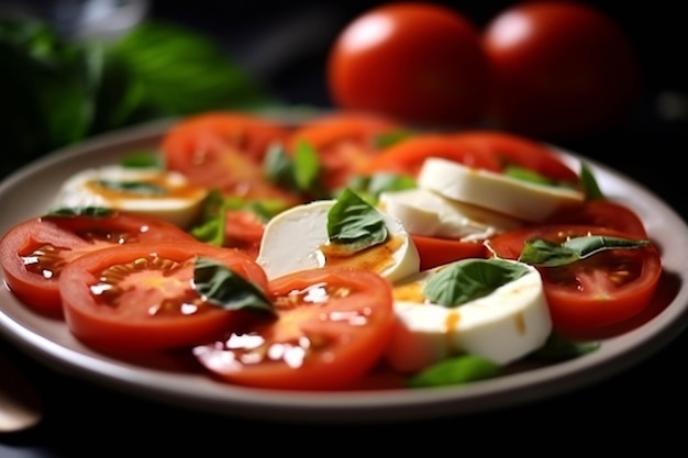 Insalata caprese con pomodoro mozzarella e basilico