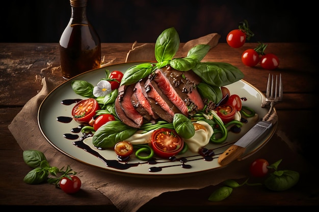 Insalata Caprese E Bistecca Italiana