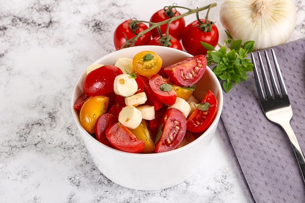 Insalata caprese italiana con basilico di pomodoro e mozzarella