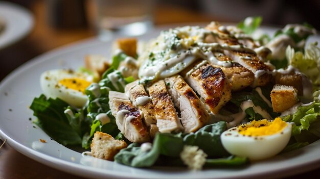 Insalata Cesare con pollo alla griglia e cracker