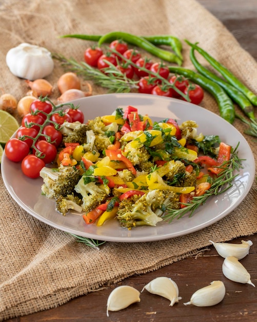 Insalata di broccoli verdi fatta in casa cibo sano