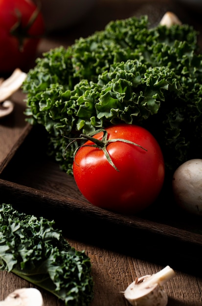 Insalata di cavoli e pomodori ad alto angolo