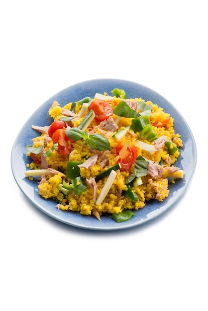 Insalata di cous cous con tonno e verdure