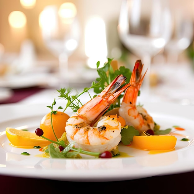 Insalata di frutti di mare con gamberetti limone e arugula