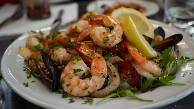 Insalata di mare insalata di frutti di mare limone e olio d'oliva