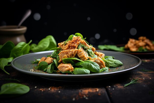 Insalata di pollo con baby spinaci