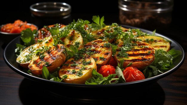 Insalata di verdure con patate alla griglia