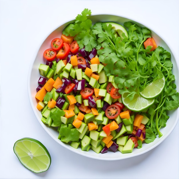 Insalata di verdure con pomodoro cetriolo peperone sedano e prezzemolo