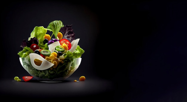 insalata di verdure nel piatto 3D realistico, vetrina di prodotti per la fotografia di cibo