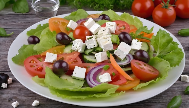 Insalata greca con feta e una gustosa selezione di verdure