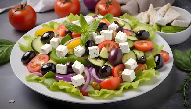 Insalata greca con feta e una gustosa selezione di verdure