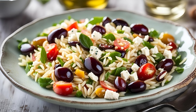 Insalata greca di orzo con olive di feta e Kalamata