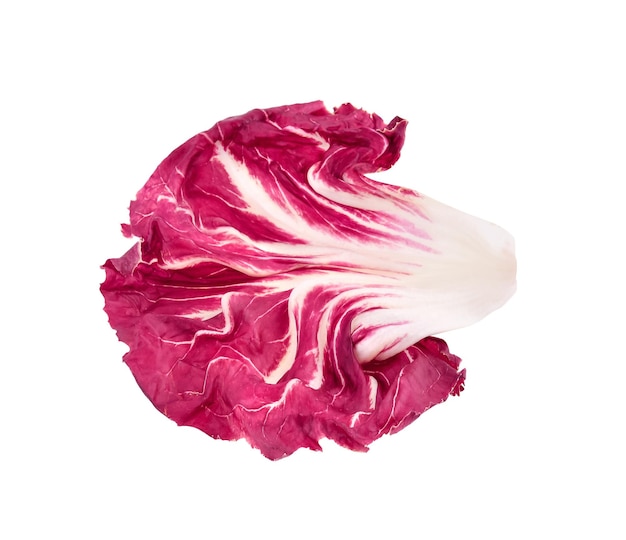 Insalata rossa della foglia del radicchio isolata su bianco