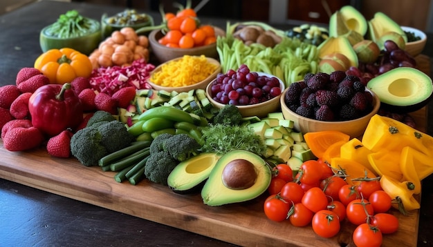 Insalata sana con frutta e verdura fresca generata dall'IA