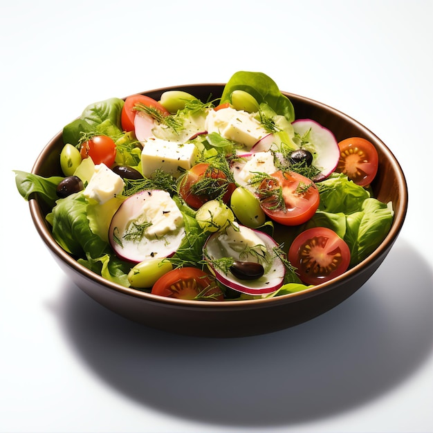 insalata su sfondo bianco fotografia ultra realistica