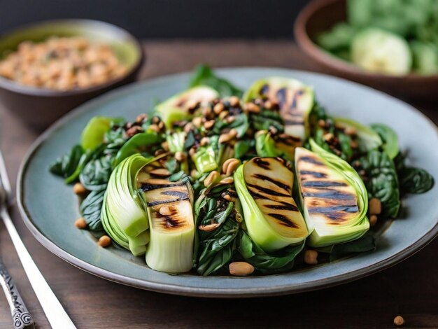 Insalata vegana alla griglia di bok choy