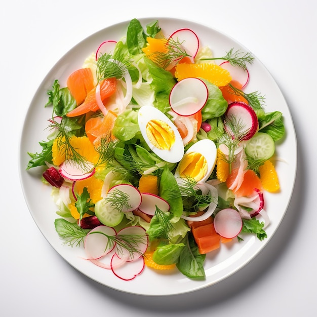 Insalata verde con gamberi reali fritti