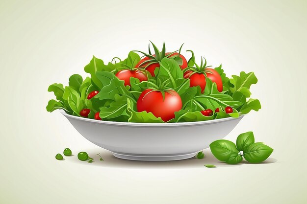 Insalata verde e pomodoro isolati sullo sfondo bianco illustrazione vettoriale in stile piatto