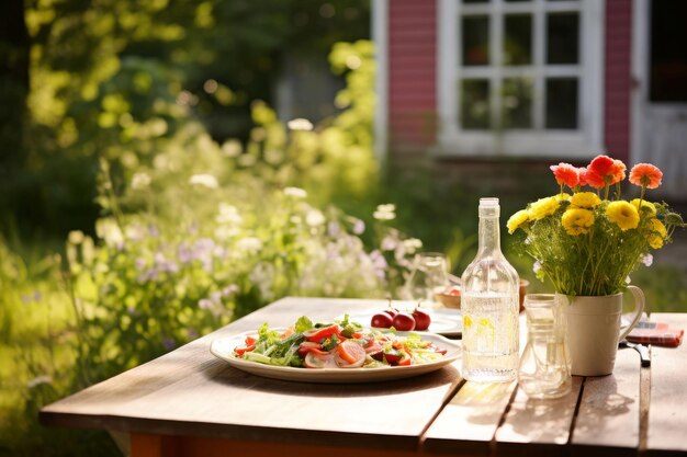 Insalate da giardino da tavolo in legno Alimenti biologici Genera Ai
