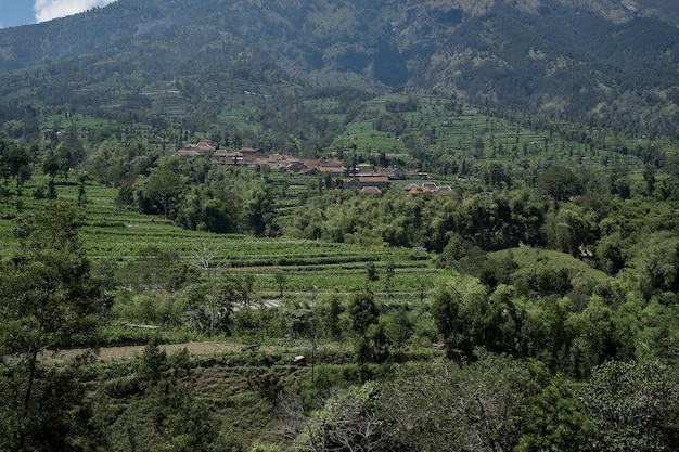 Insediamento sotto la distesa della valle ai piedi della montagna