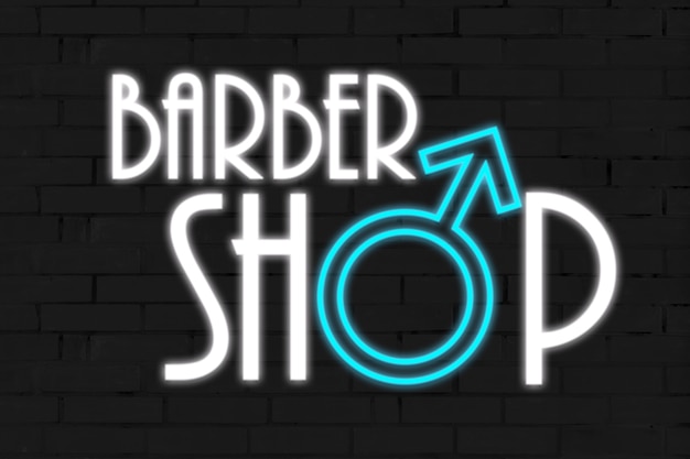 Insegna al neon con la scritta Barber shop