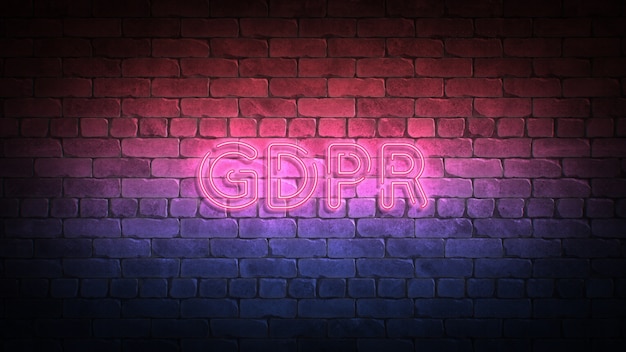 Insegna al neon GDPR su una parete