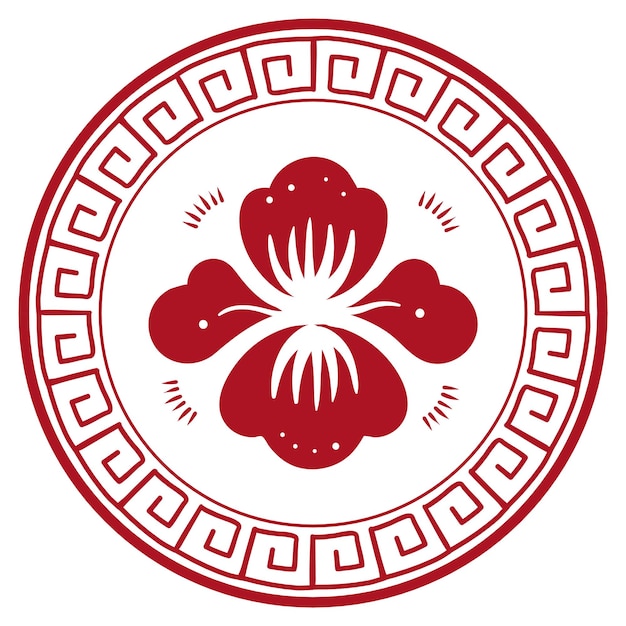 Insegna di fiore di peonia rossa png simbolo tradizionale cinese
