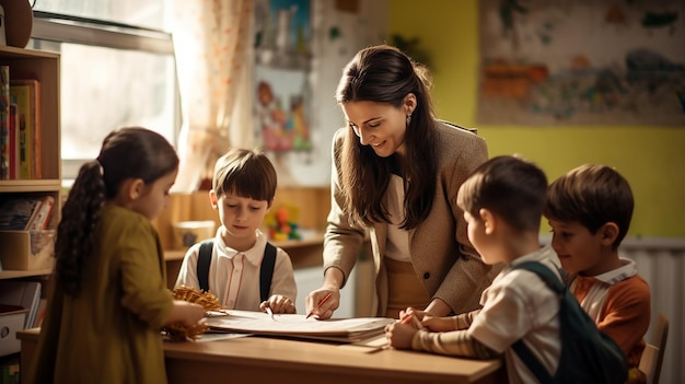 Insegnante con i bambini in classe