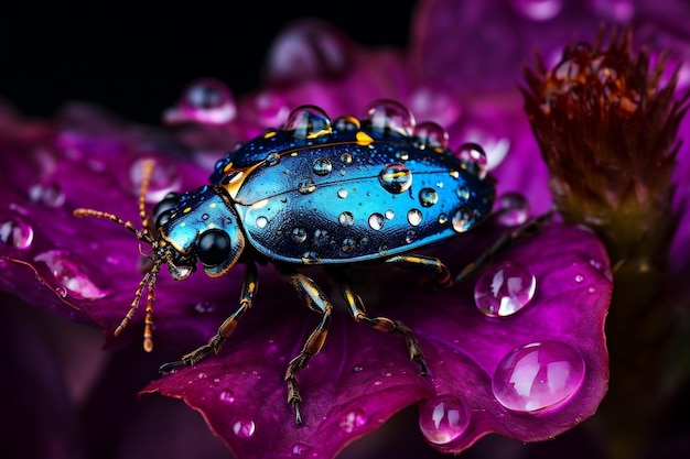 Insetto ceruleo appollaiato su un fiore di lavanda IA generativa