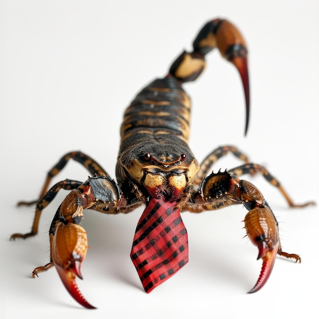 Insetto con cravatta sulle zampe posteriori Un accessorio per insetti giocoso ed elegante