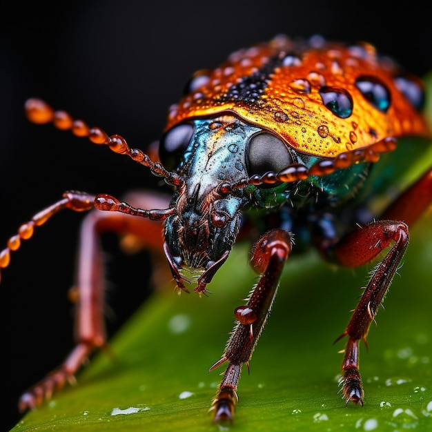 insetto macro mosca insetto coleottero natura animale foglia closeup