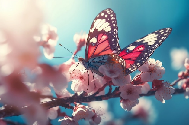 Insetto natura farfalla su fiore IA generativa