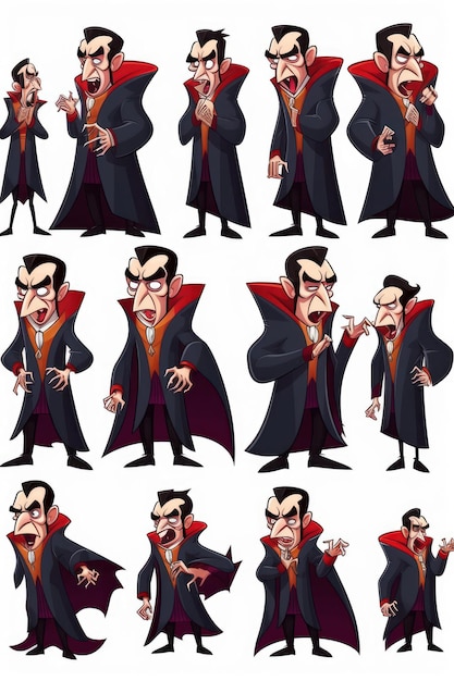 Insieme del fumetto di Conte Dracula Illustrazione di Halloween
