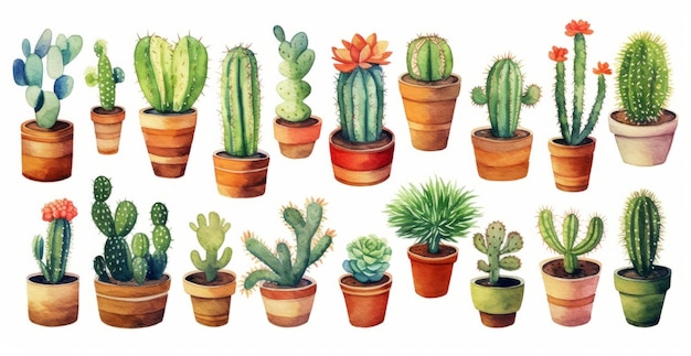 insieme di clipart di cactus