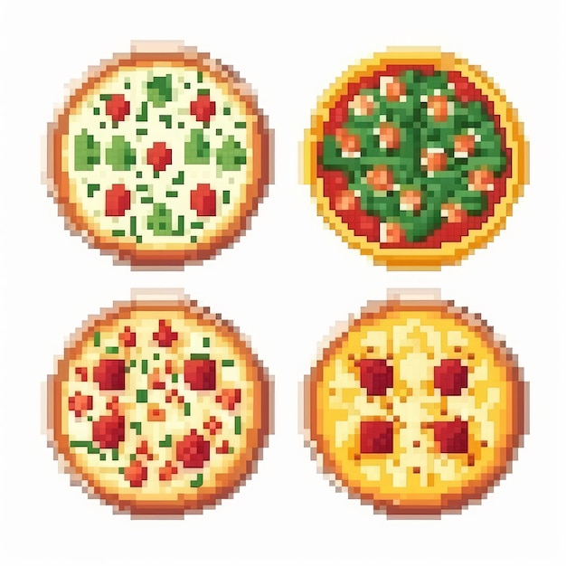 Insieme di vettore della pizza di arte del pixel