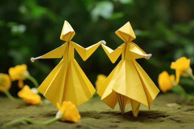 Insieme e unità Origami di carta Lavoro di squadra Simbolo di amicizia Amore e uguaglianza