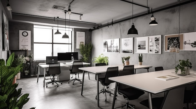 Inspirante design di interni per uffici in stile minimalista Generativa AI AIG 31