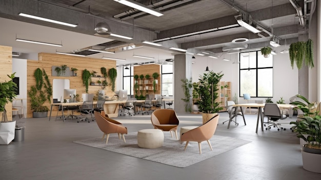 Inspirazione per l'interior design degli uffici Stile ispirato alla tecnologia AI generativa AIG 31