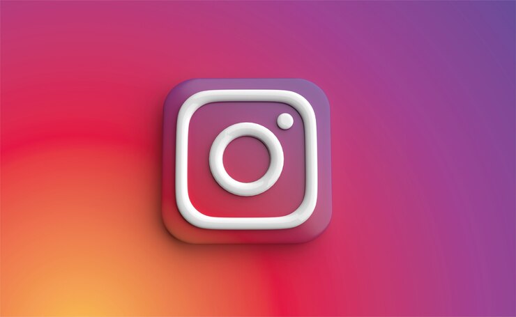 Instagram backgraund rendering 3d, logo dei social media