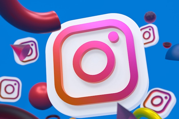 Instagram ig logo su sfondo geometrico astratto