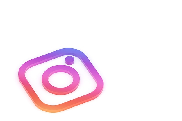 Instagram minimal logo 3d rendering da vicino per il modello di sfondo di progettazione