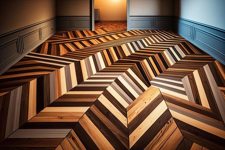 Foto installazione di pavimenti in legno con diversi motivi