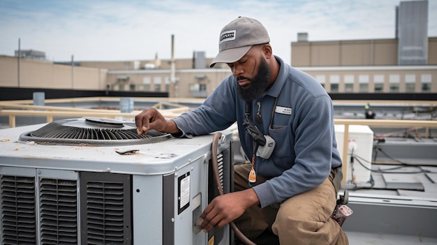 Installazione di un impianto di riscaldamento e raffrescamento HVAC Service Tecnico Generative AI